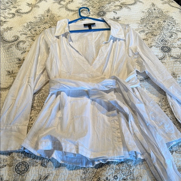 Lane Bryant Tops - White Wrap Blouse with Tie Detail